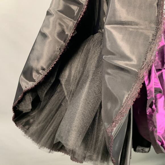 VINTAGE Size S Purple Taffeta Tulle Petticoat Pleated Midi Skirt - Picture 3 of 3